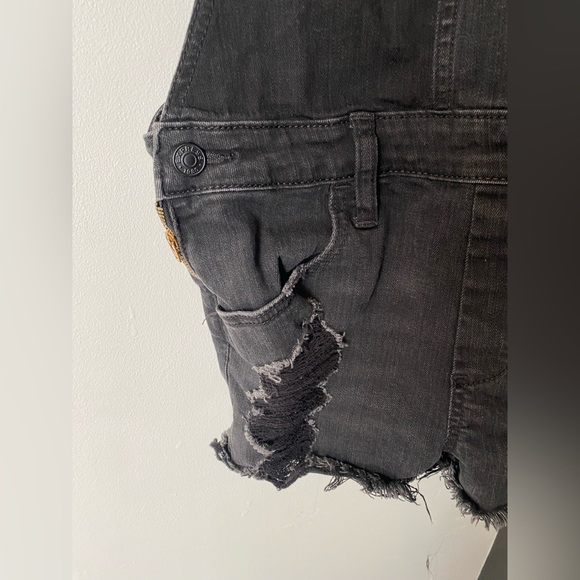 Express black denim overall shorts - Picture 2 of 5